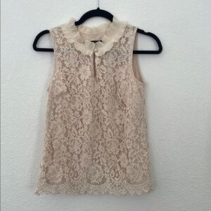 J. Crew high neck eyelash lace Elegant Cream Lace Sleeveless Top blouse NEW